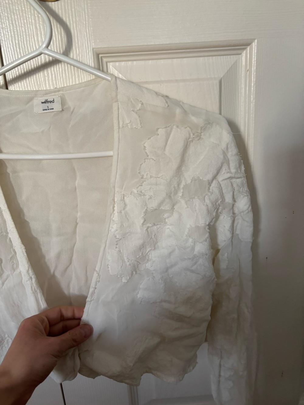 Wilfred white Floral Appliqué Cropped Tie blouse